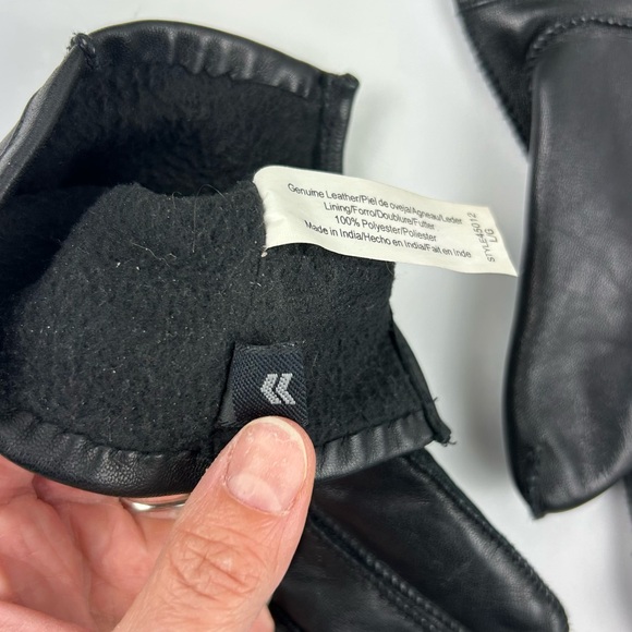 Isotoner Genuine Leather Gloves Black Women's Size Large - Picture 4 of 4